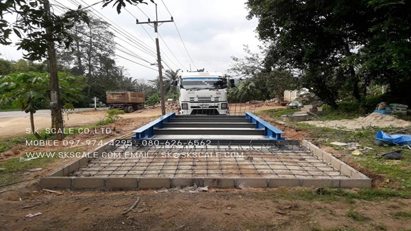 ติดตั้งเครื่องชั่ง 3 x 7 เมตร แบบแท่นลอยพื้นคอนกรีต 
